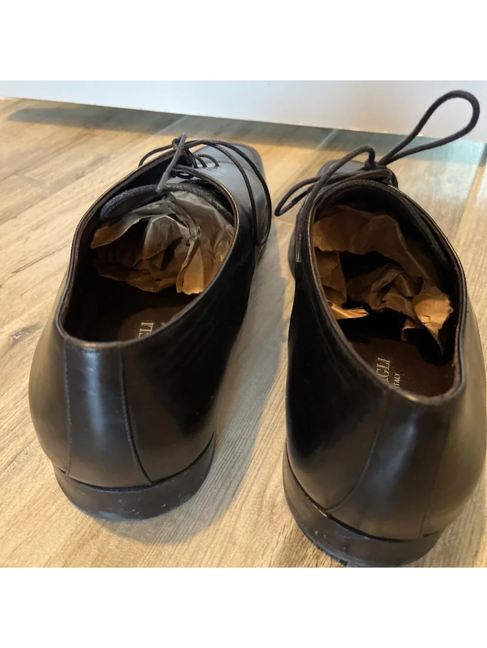 BRUNO MAGLI RENACIOLO MEN OXFORD PEBBLE BLACK LEATHER DRESS SHOES SIZE 13M ITALY